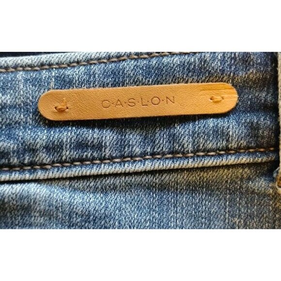 Caslon Skirt 2 Denim Raw Hem Pockets Stretch Mildly Distressed - Picture 9 of 12